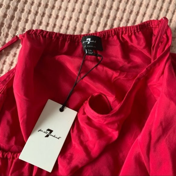 7 For All Mankind Pink Tank Top Blouse Satin NWT  New Silk Blend XS - Picture 6 of 8